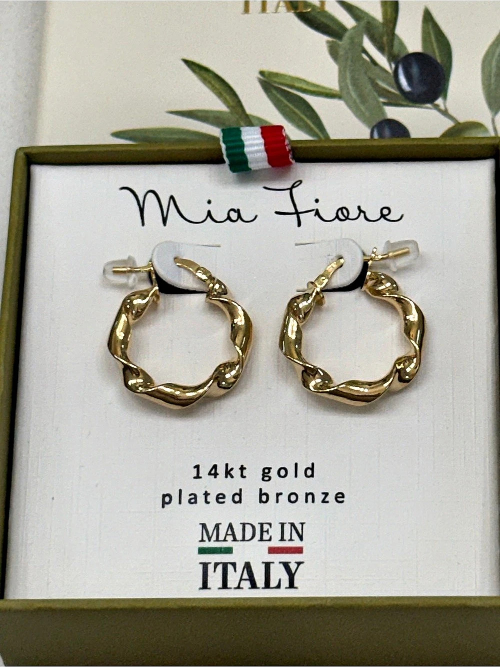 Mia Fiore 14kt Gold Plated Bronze Twist Hoop Earrings